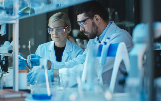 Scientist working in lab